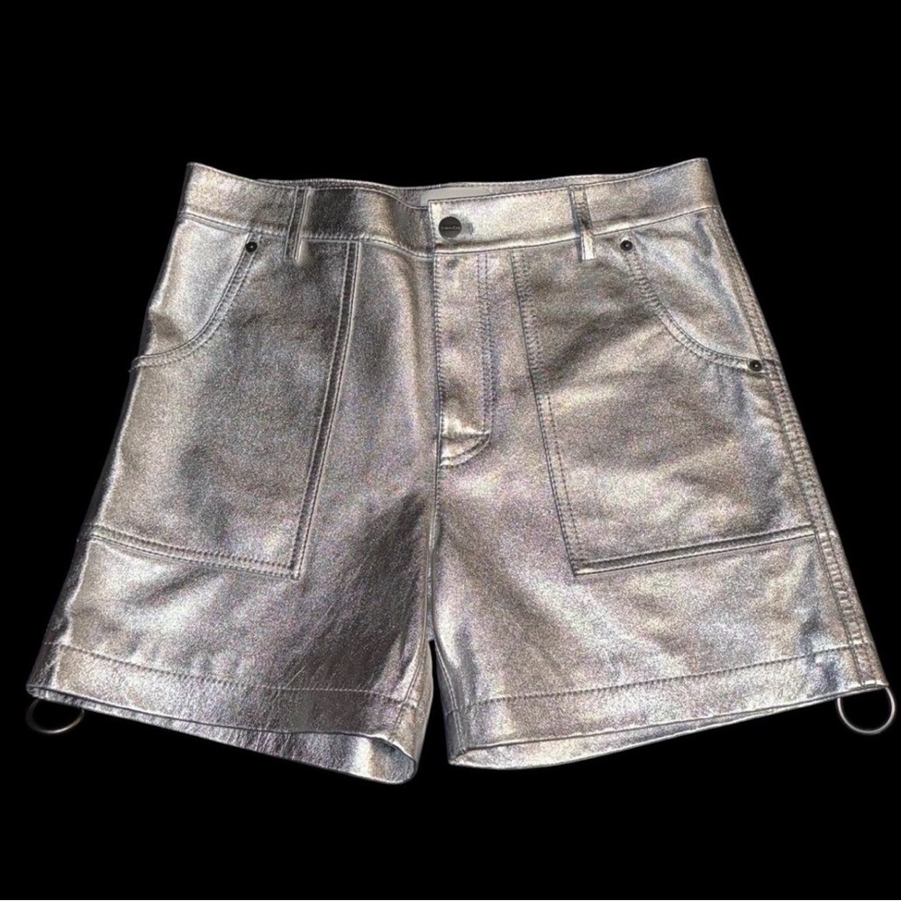 Coach metallic silver leather shorts